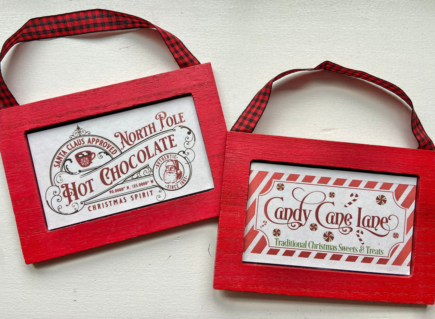 Red Framed Hot Cocoa or Candy Cane Sign