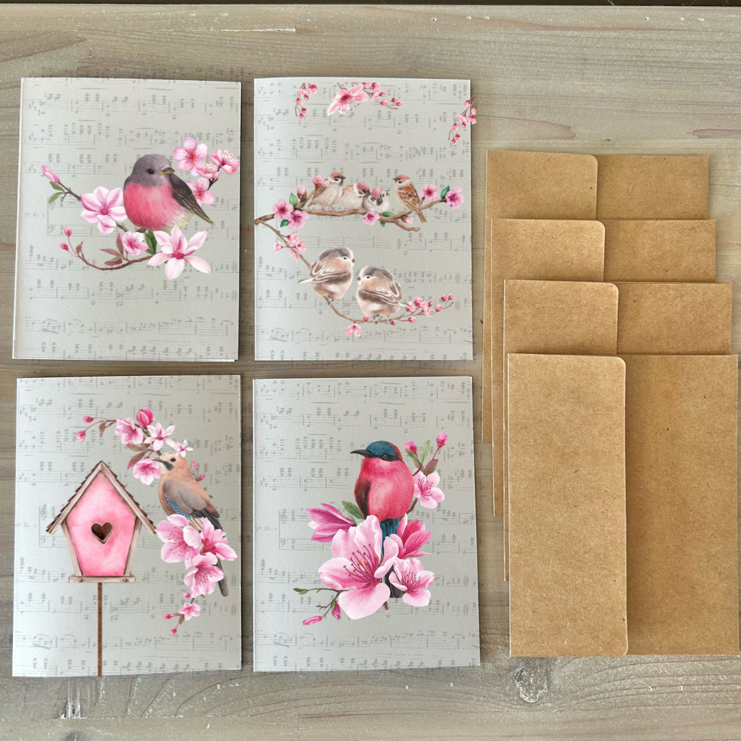 Cards | Pink Birds (8 Pack)