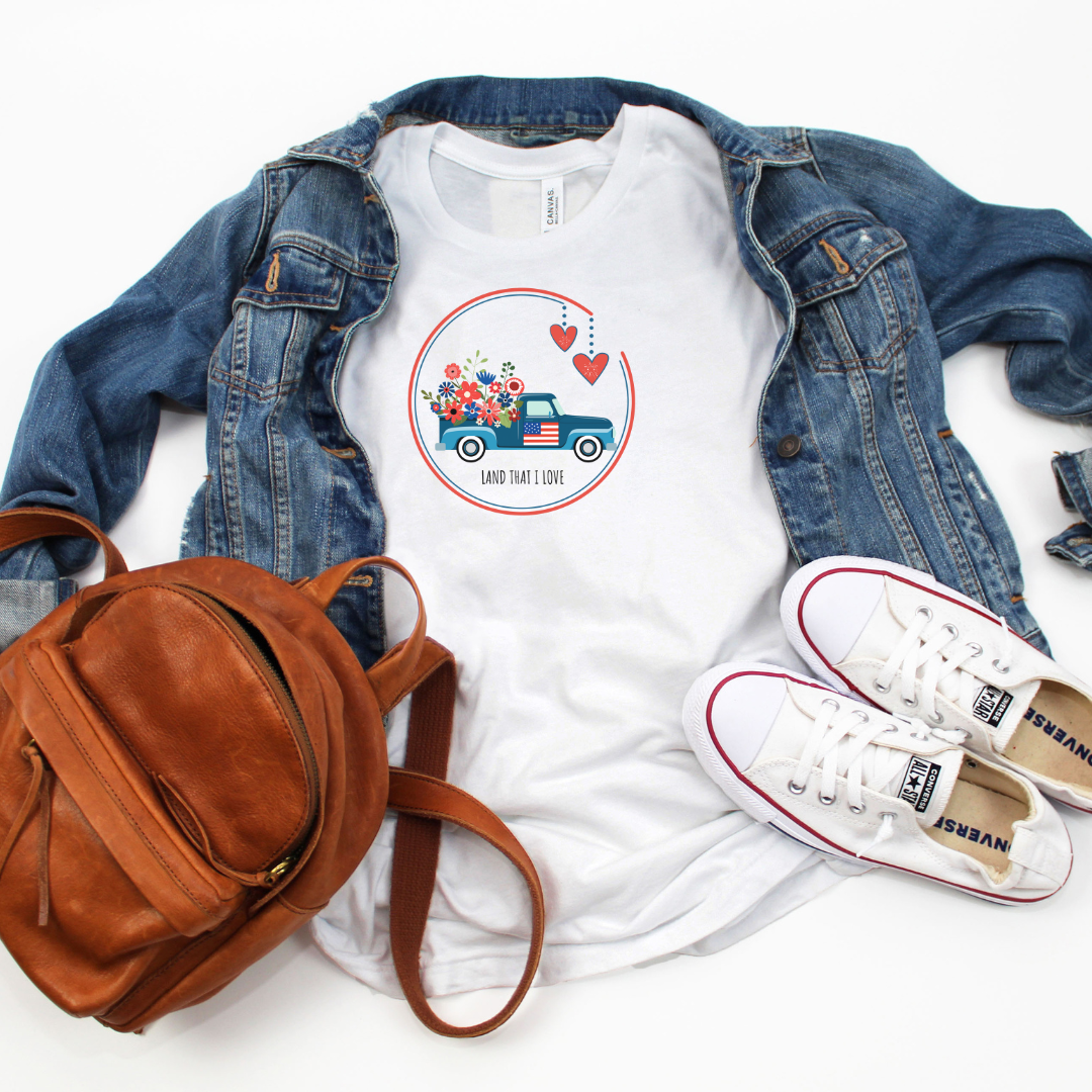 Short Sleeve Unisex Tee | Patriotic Truck Design (with Circle)