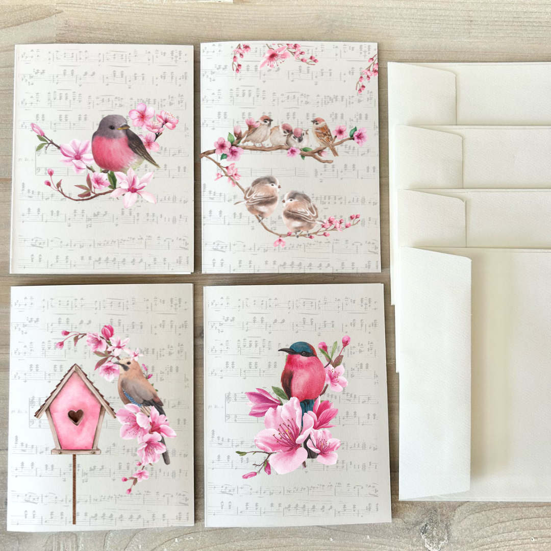 Cards | Pink Birds (8 Pack)
