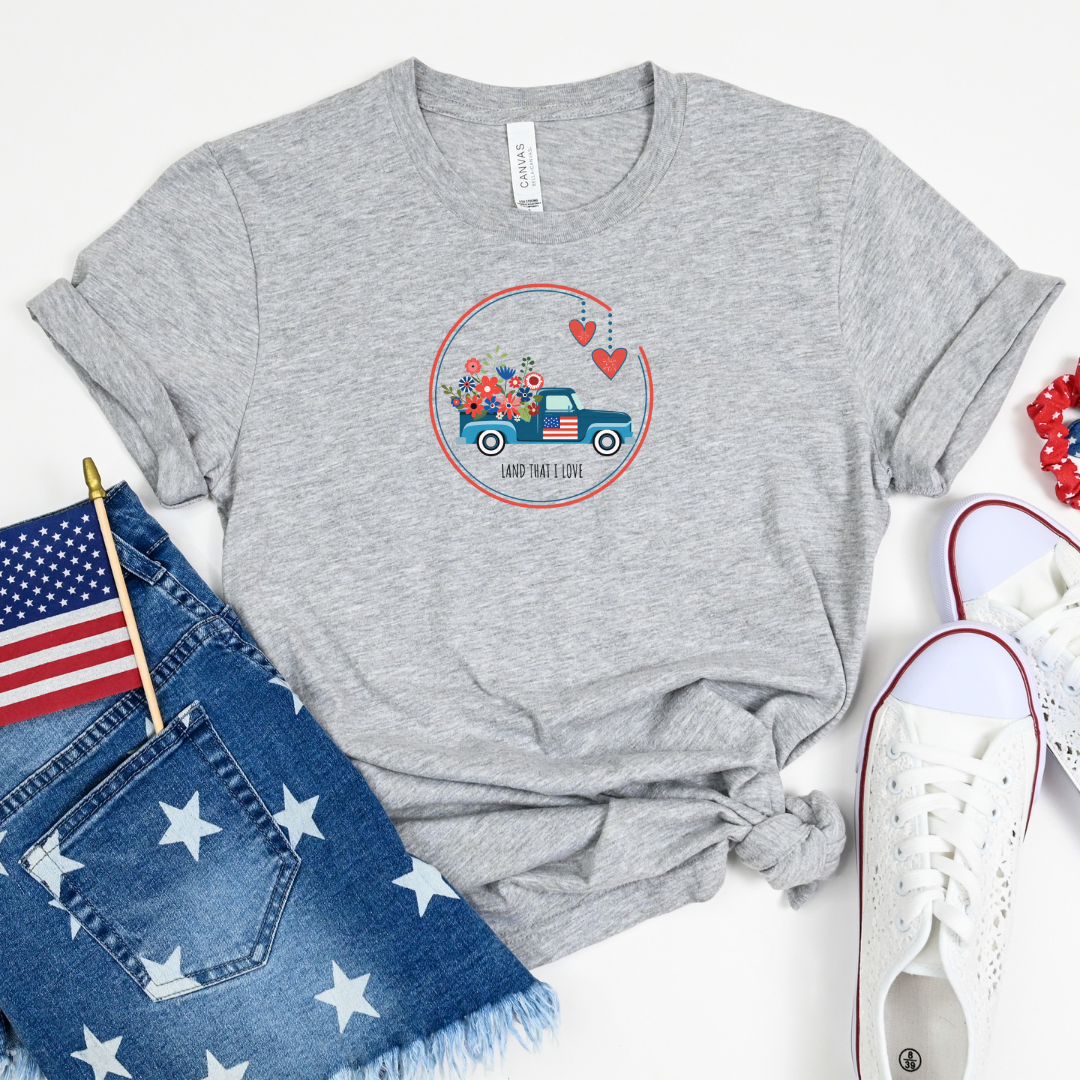 Short Sleeve Unisex Tee | Patriotic Truck Design (with Circle)