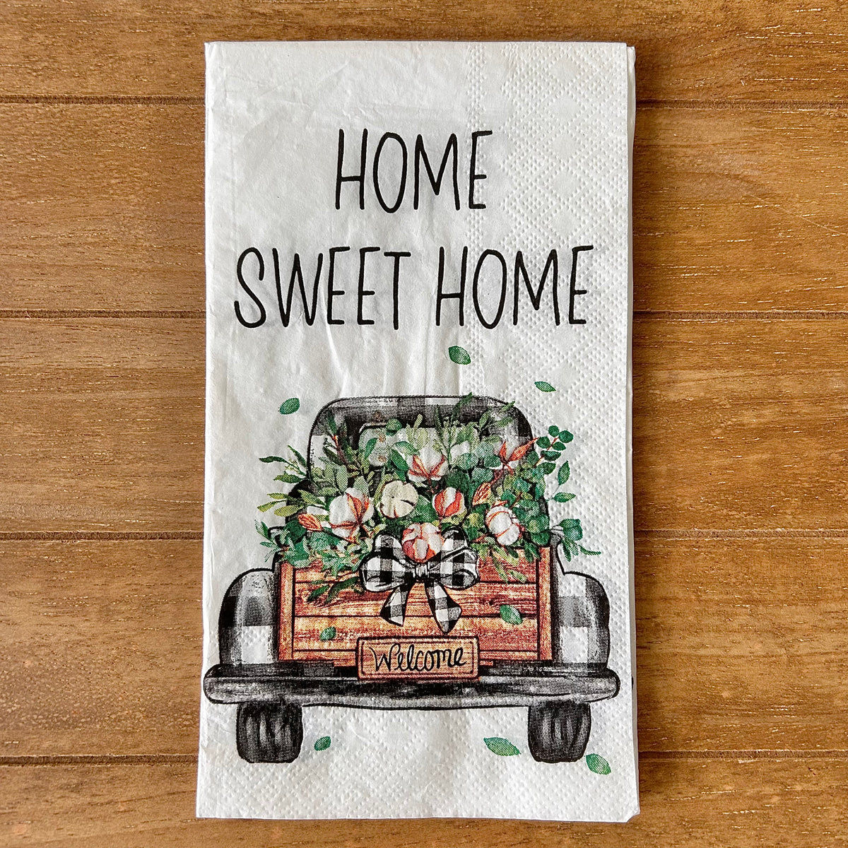 Napkin | Dual Print Home Sweet Home Black Gingham