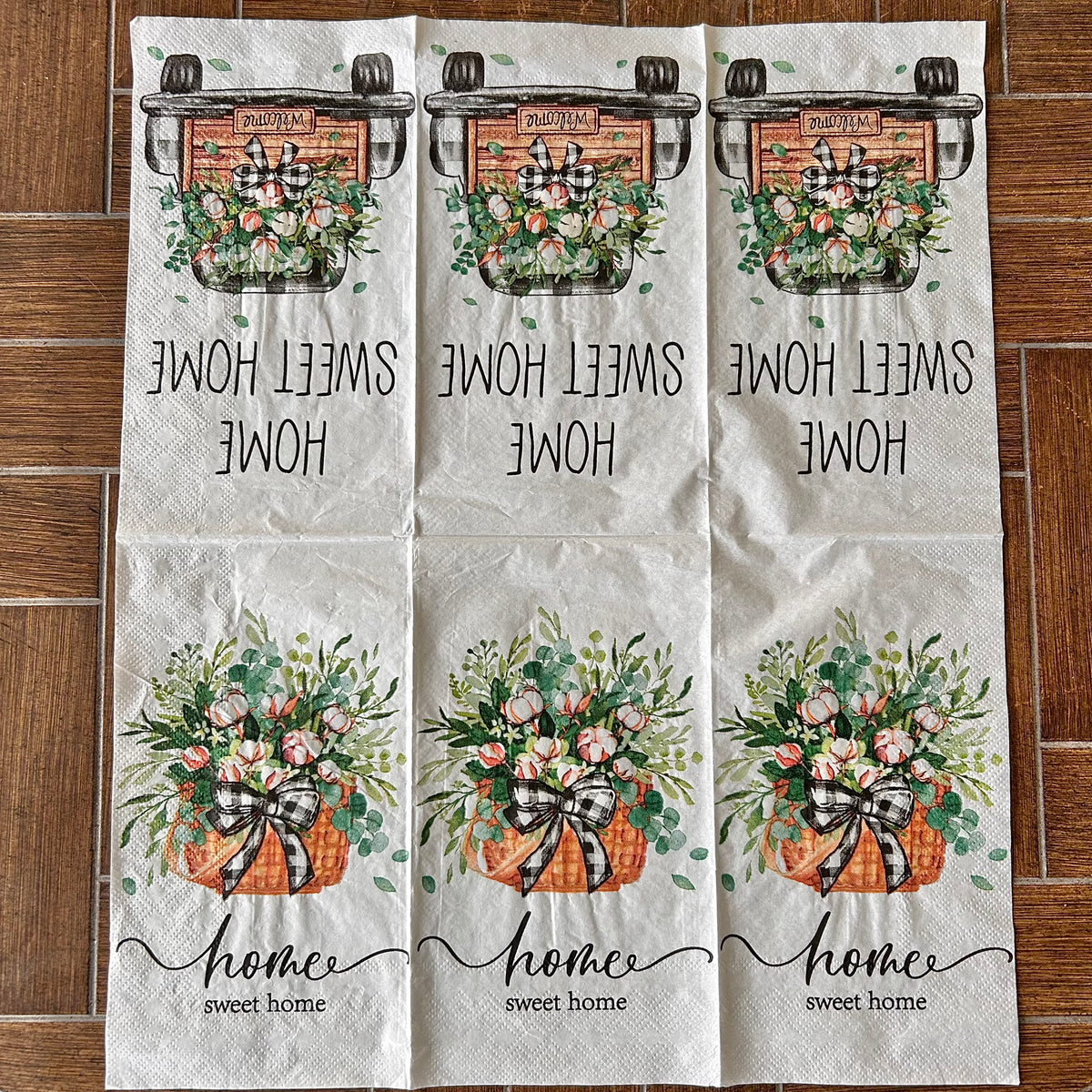 Napkin | Dual Print Home Sweet Home Black Gingham