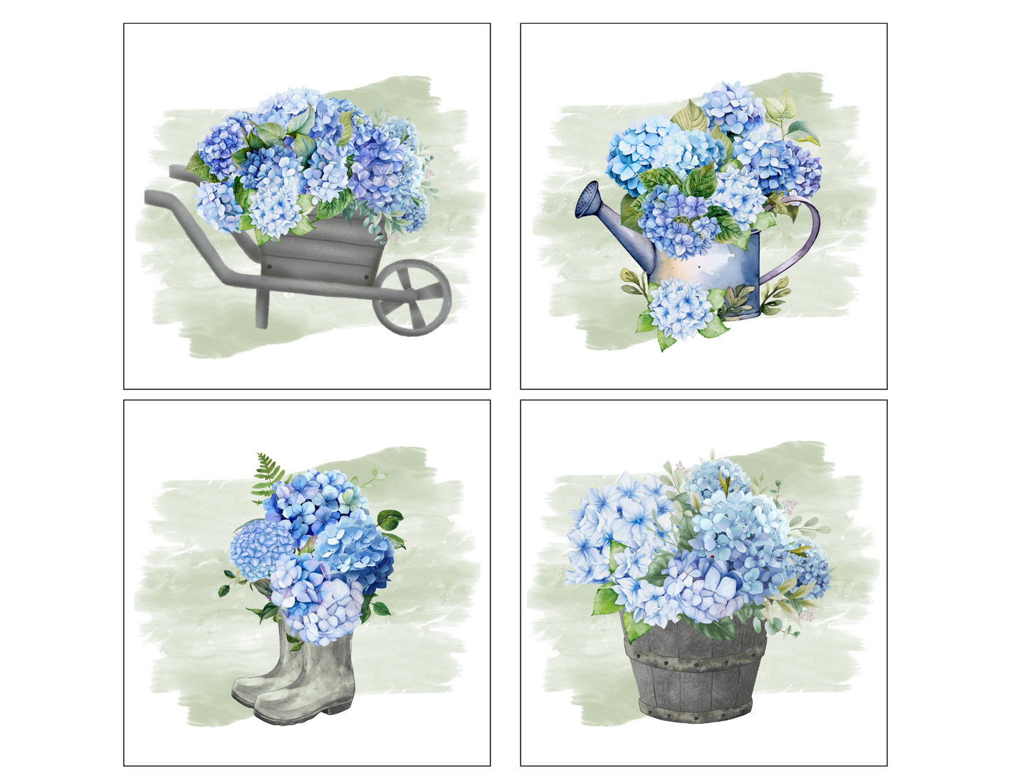 Digital DIY Decor Bundle | Blue Hydrangeas