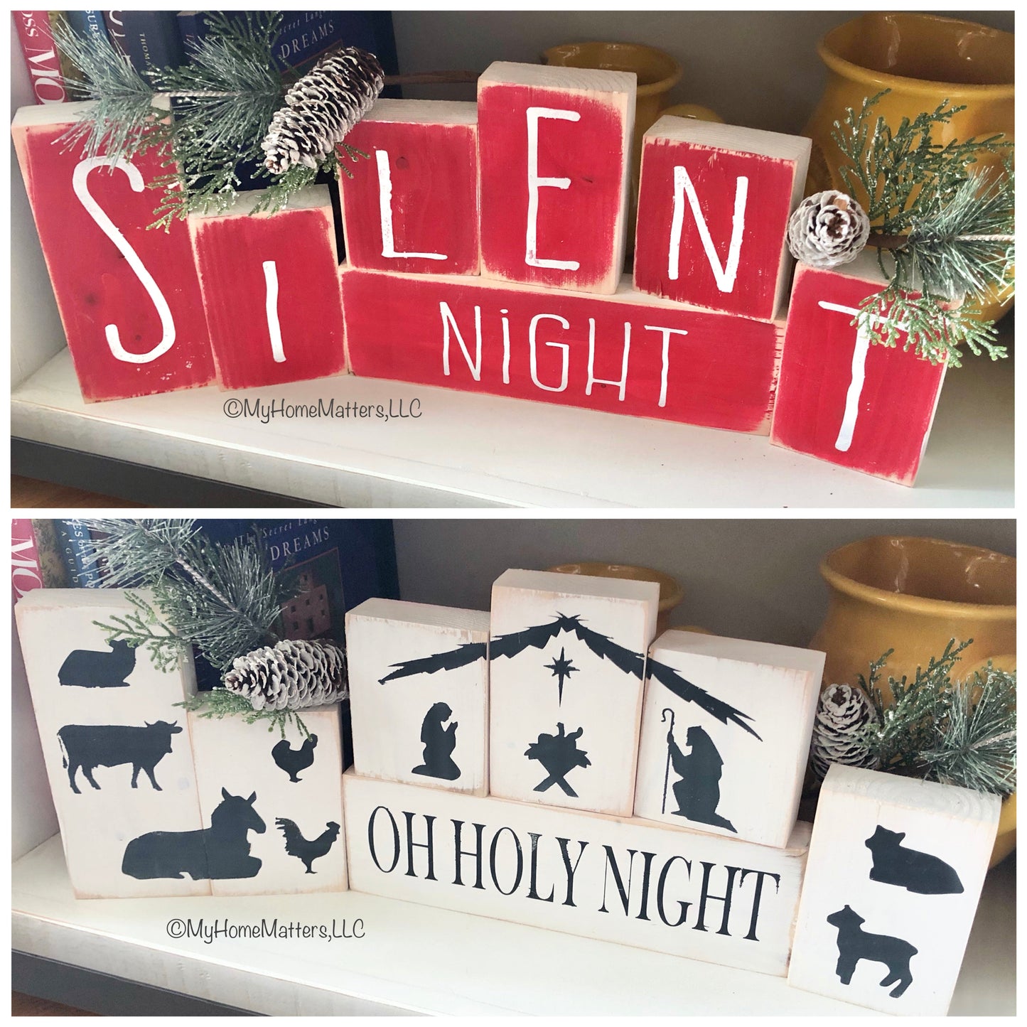 Reversible Letter Blocks - Silent Night + Nativity