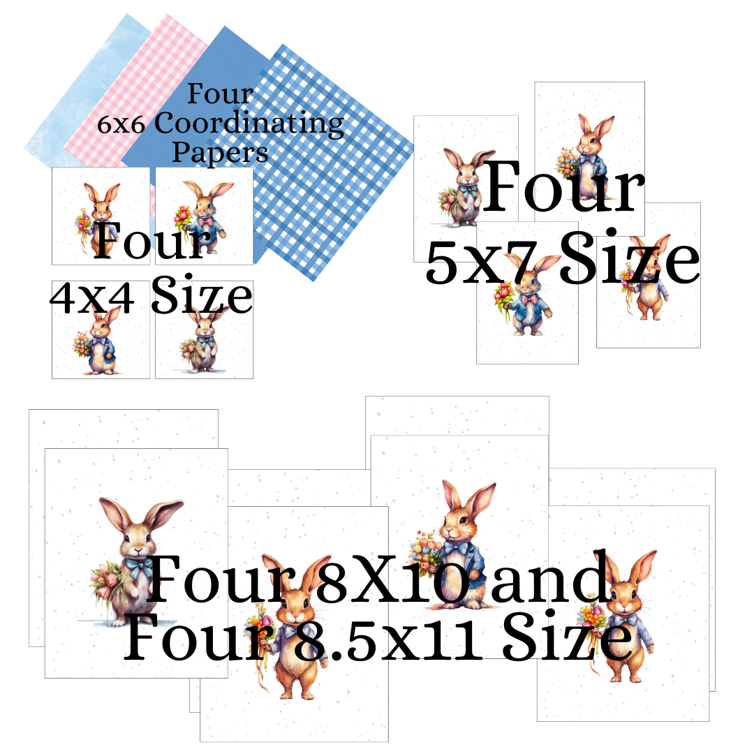 Digital DIY Decor Bundle | Bunnies in Blue