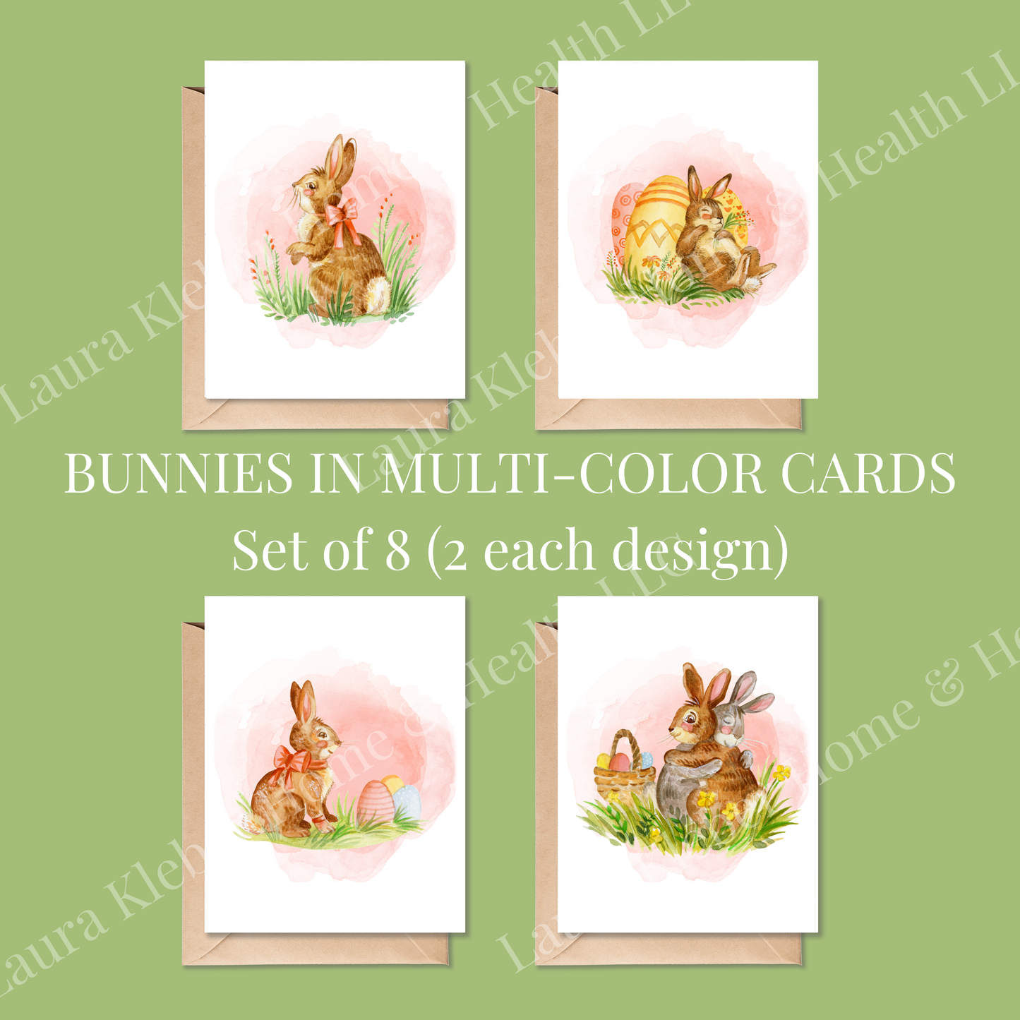 Cards | Bunnies in Multicolor (8 Pack)