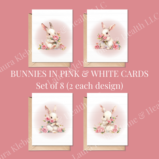 Cards | Bunnies in Pink & White (8 Pack)