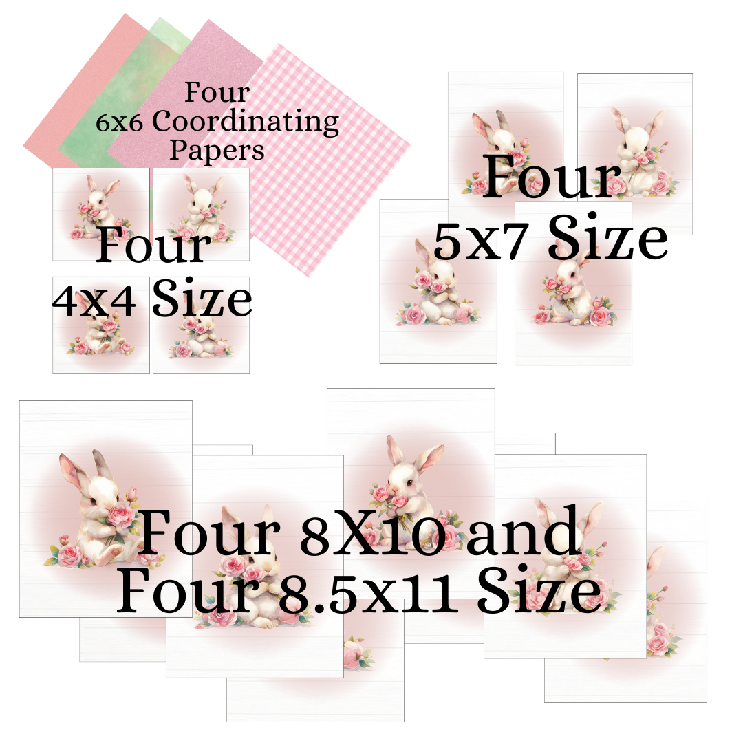 Digital DIY Decor Bundle | Bunnies in Pink & White