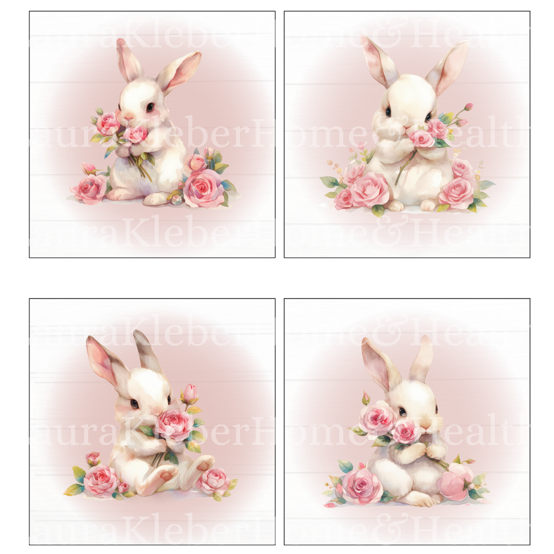 Digital DIY Decor Bundle | Bunnies in Pink & White