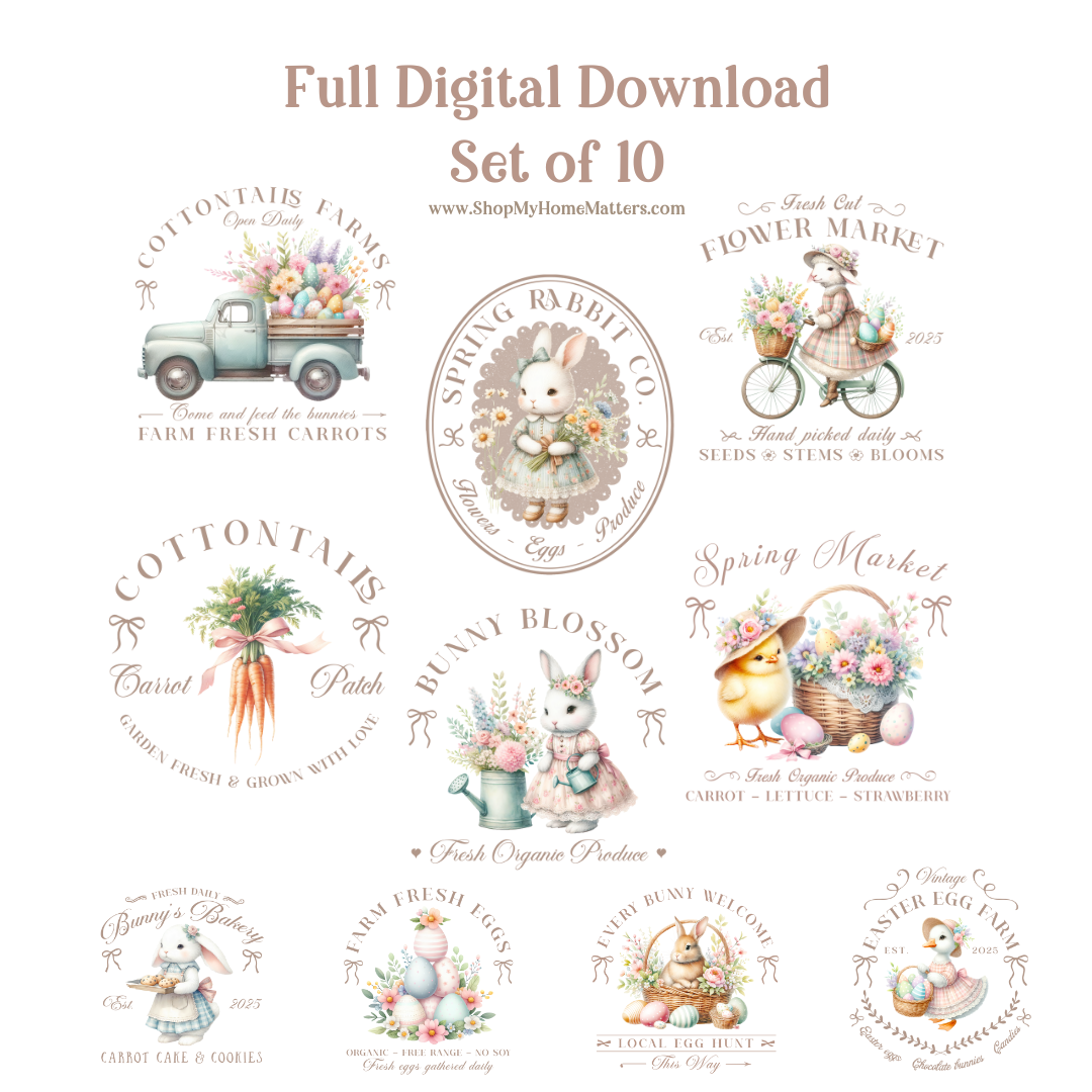 Digital Prints | Vintage Spring and Bunnies