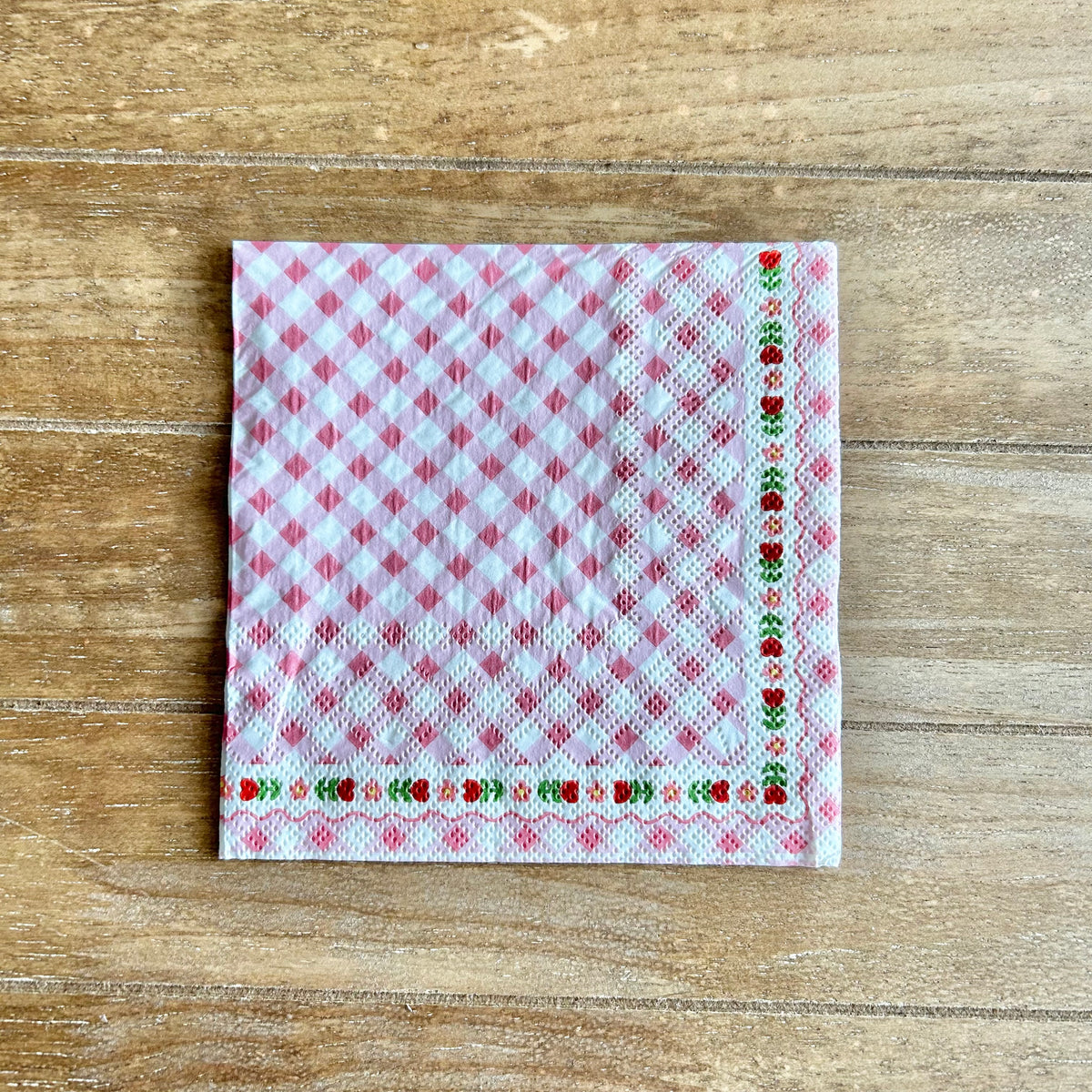 Napkin | Hot Pink Gingham with Border