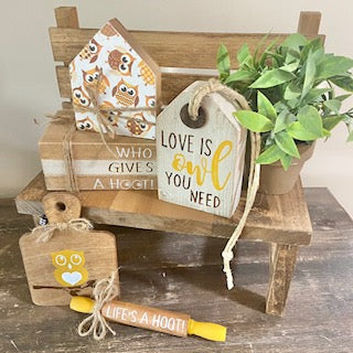 DIY Tiered Tray Set - Owls