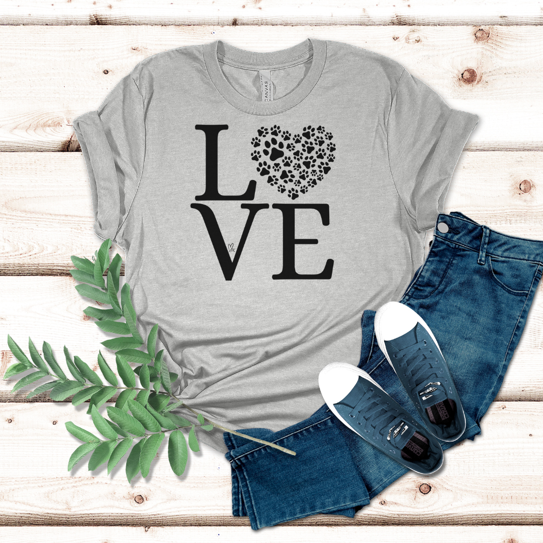 Love Paw Print (Black Font) - Unisex Jersey Short Sleeve Tee