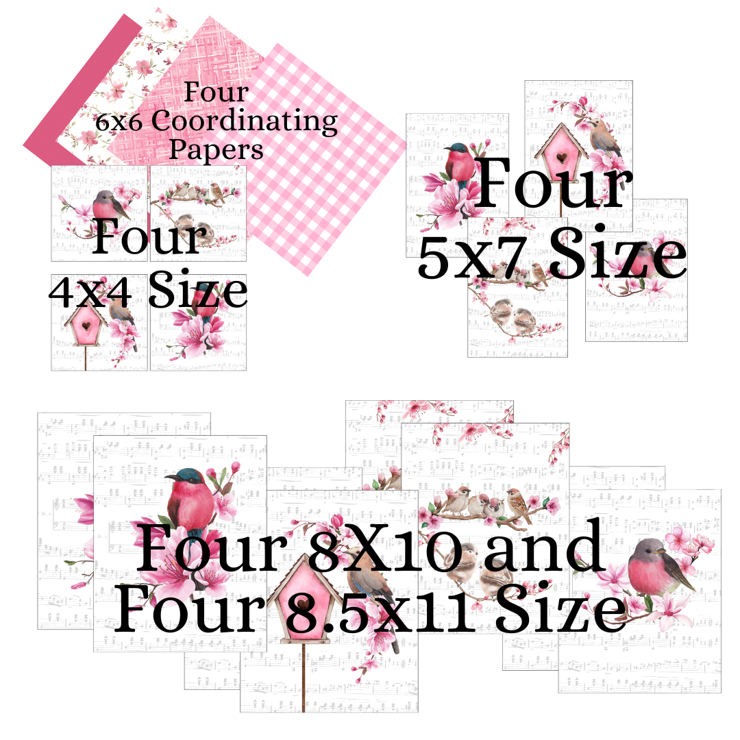 Digital DIY Decor Bundle | Pink Birds