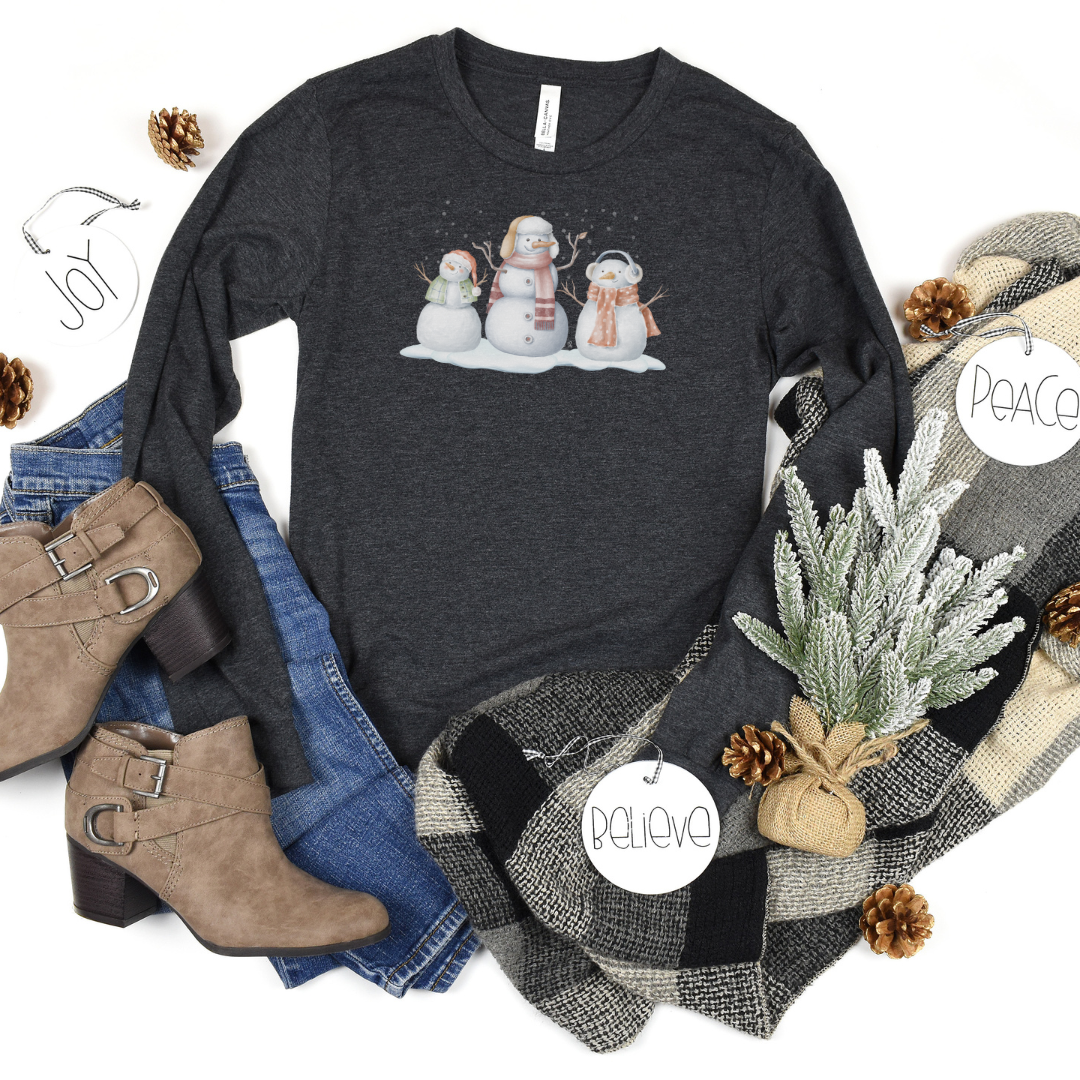 Snowman Trio - Unisex Jersey Long Sleeve Tee