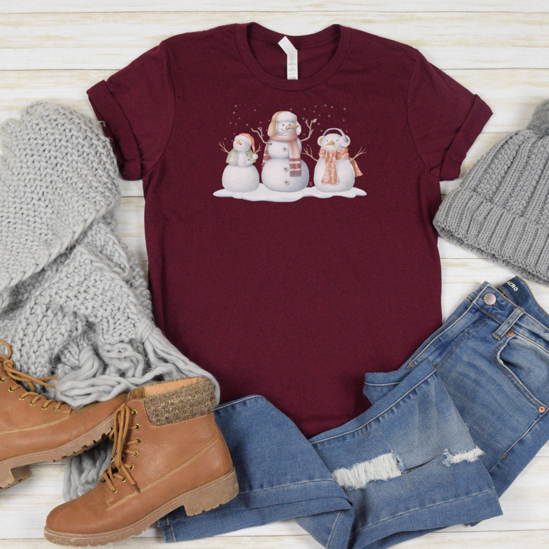 Snowman Trio - Unisex Jersey Short Sleeve Tee