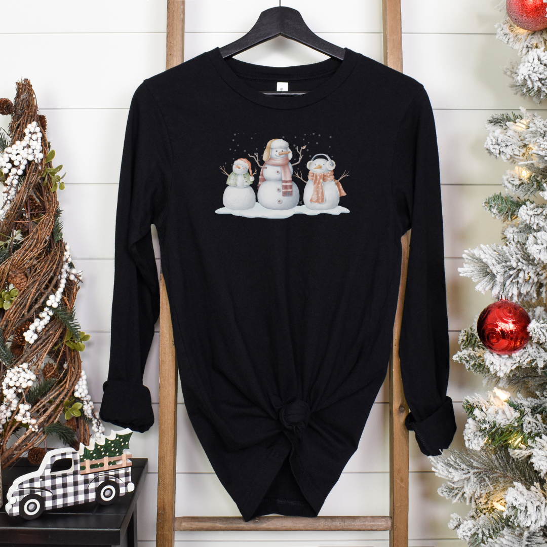 Snowman Trio - Unisex Jersey Long Sleeve Tee