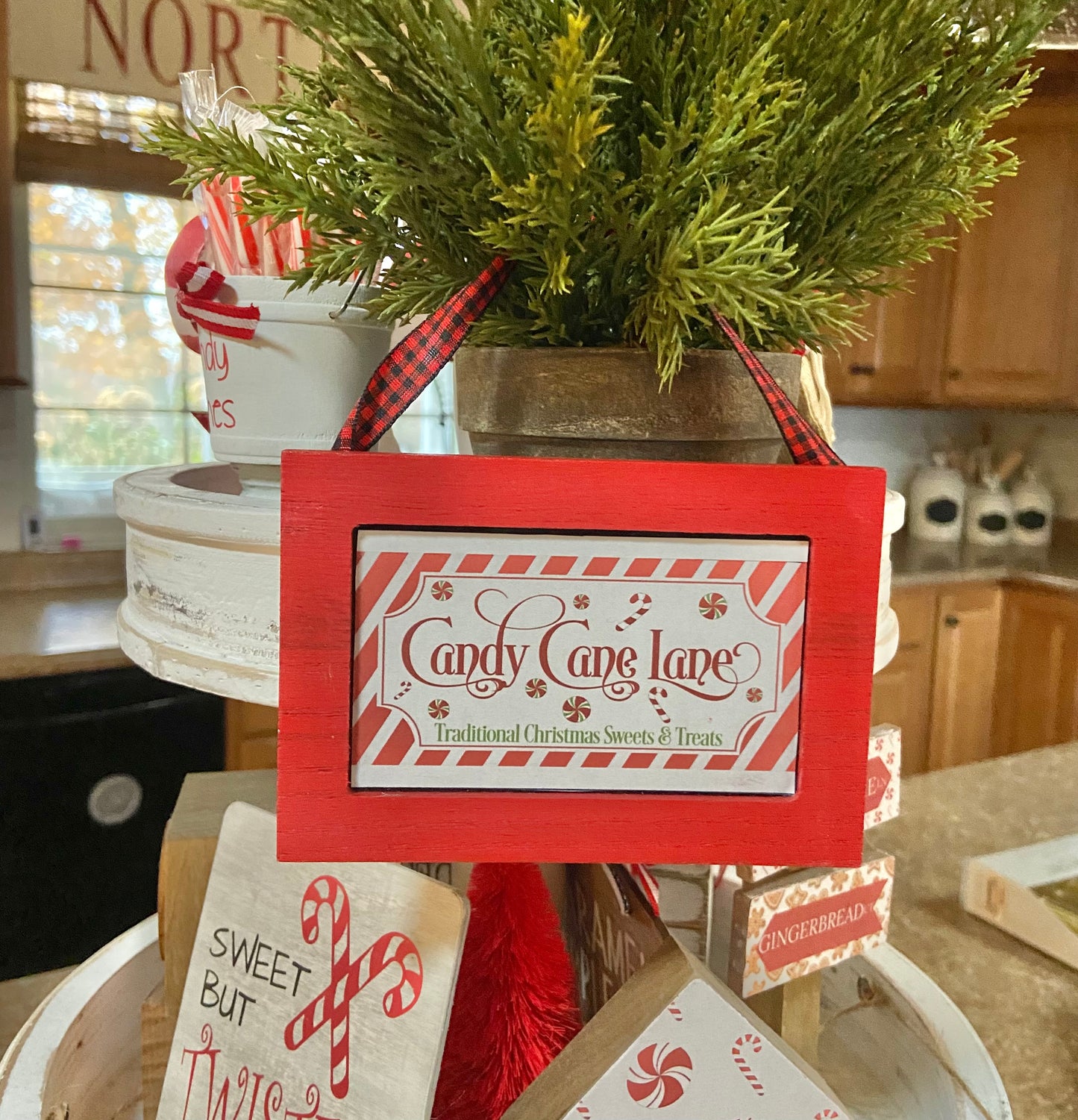 Red Framed Hot Cocoa or Candy Cane Sign