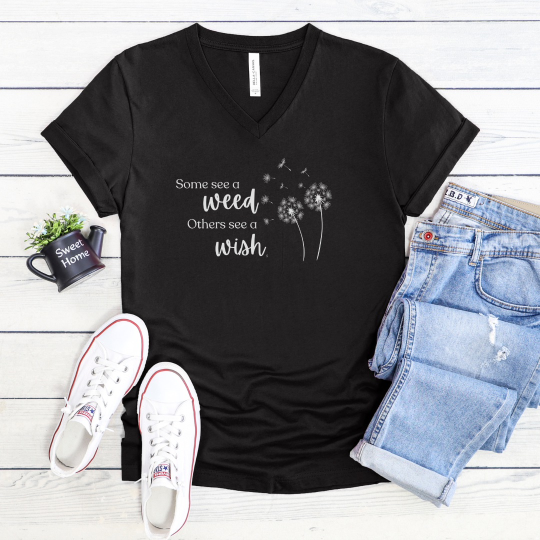 February 2024 Design - White Font V-Neck Tee
