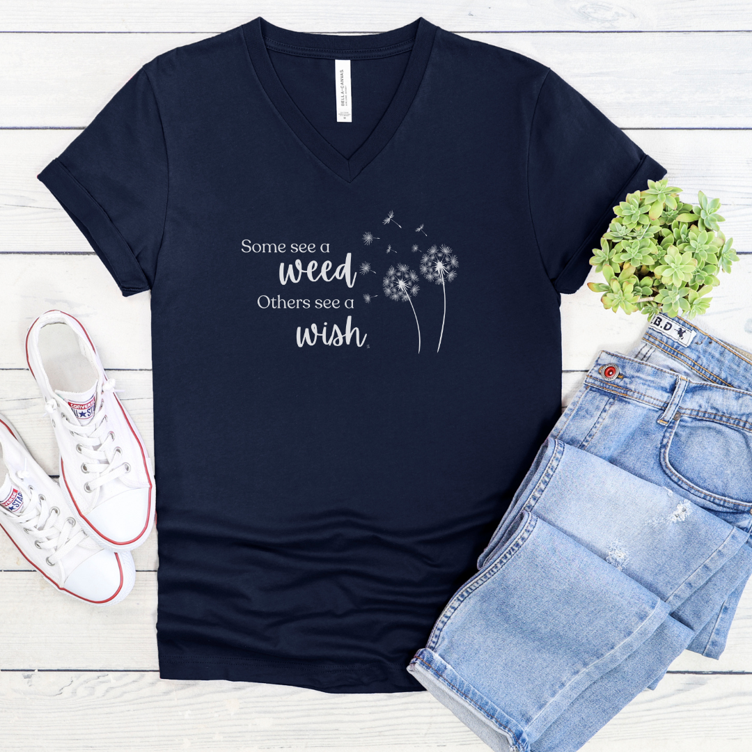 February 2024 Design - White Font V-Neck Tee