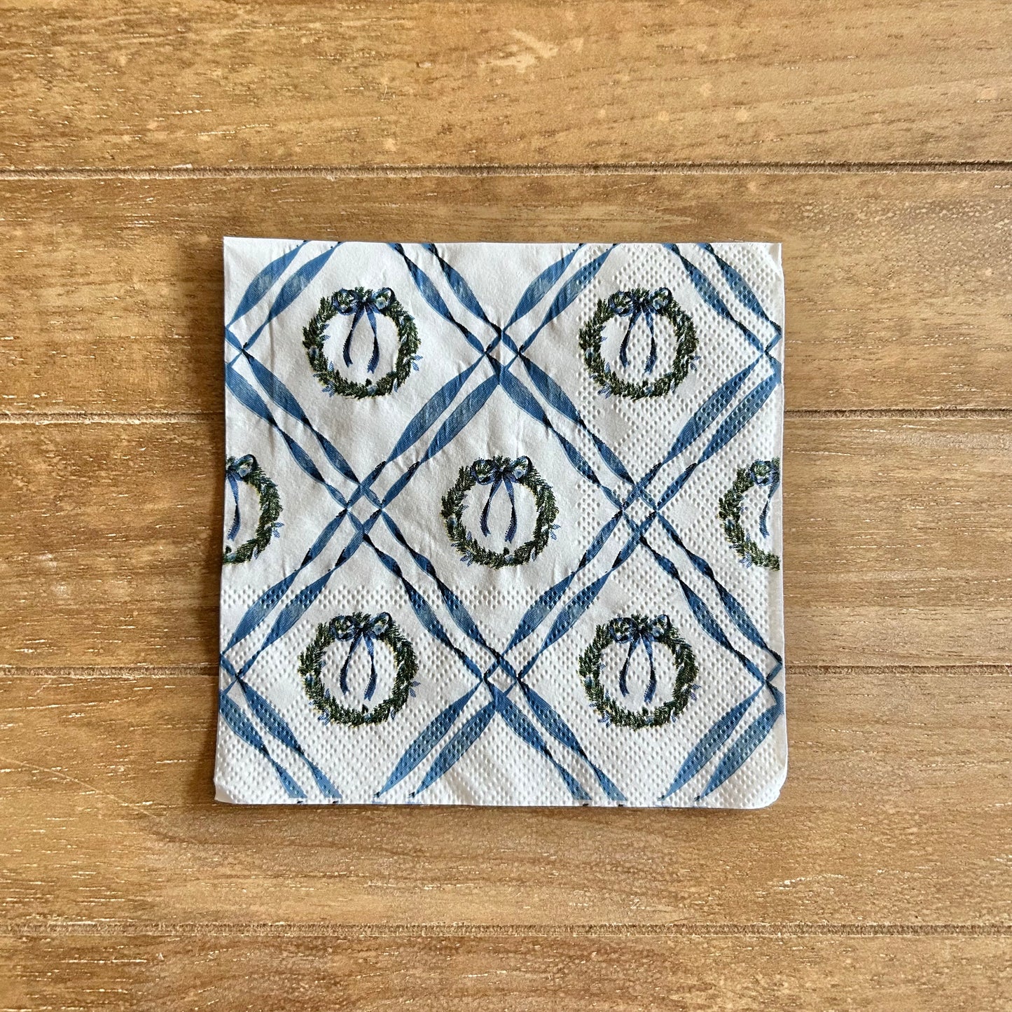 Napkin | Blue Criss Cross Wreaths