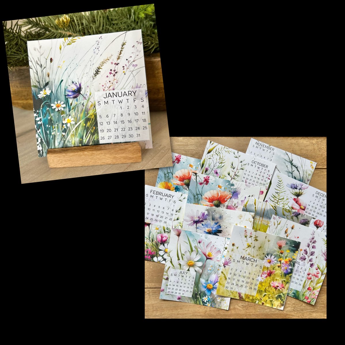 Calendar | 4x4  Floral Themed with Stand