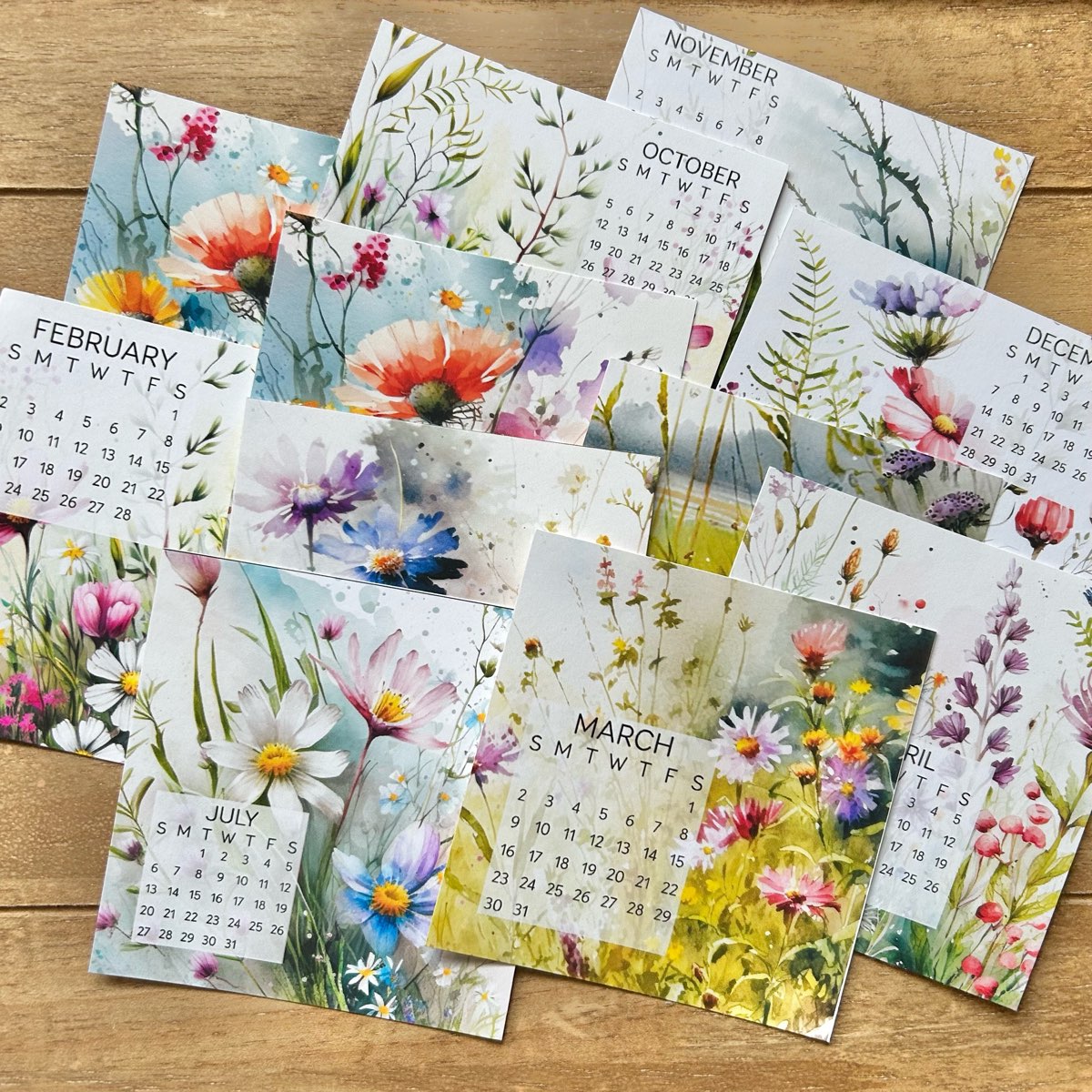 Calendar | 4x4  Floral Themed with Stand