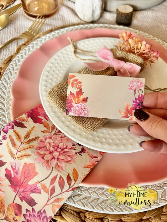 Place Cards | Fall Flowers Pink (Digital Download)