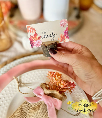 Place Cards | Fall Flowers Pink (Digital Download)