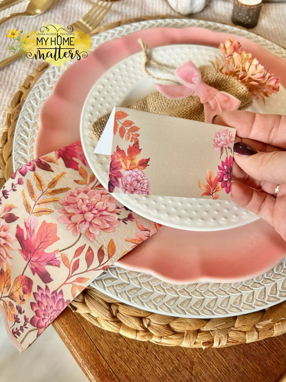 Place Cards | Fall Flowers Pink (Digital Download)