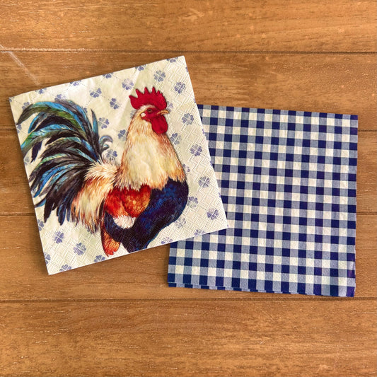 Napkin Bundle | Barnyard Blue Rooster & Gingham