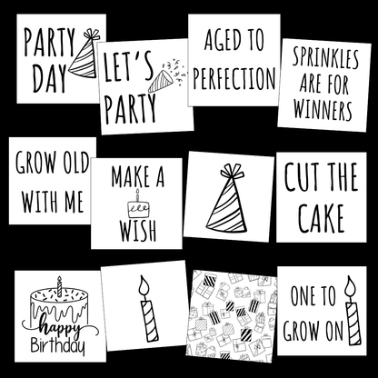DIY Decor Bundle | Birthday Black and White Prints (Digital Printable)
