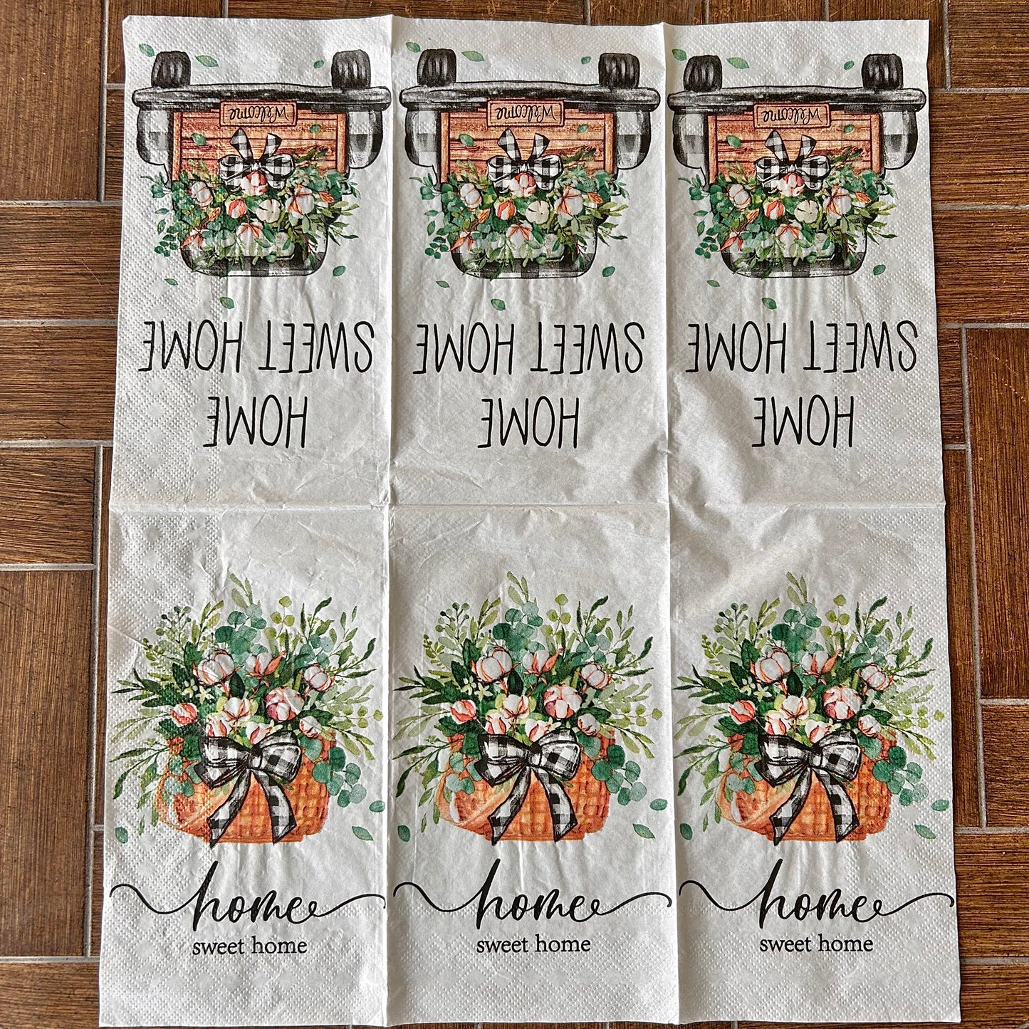 Napkin | Dual Print Home Sweet Home Black Gingham