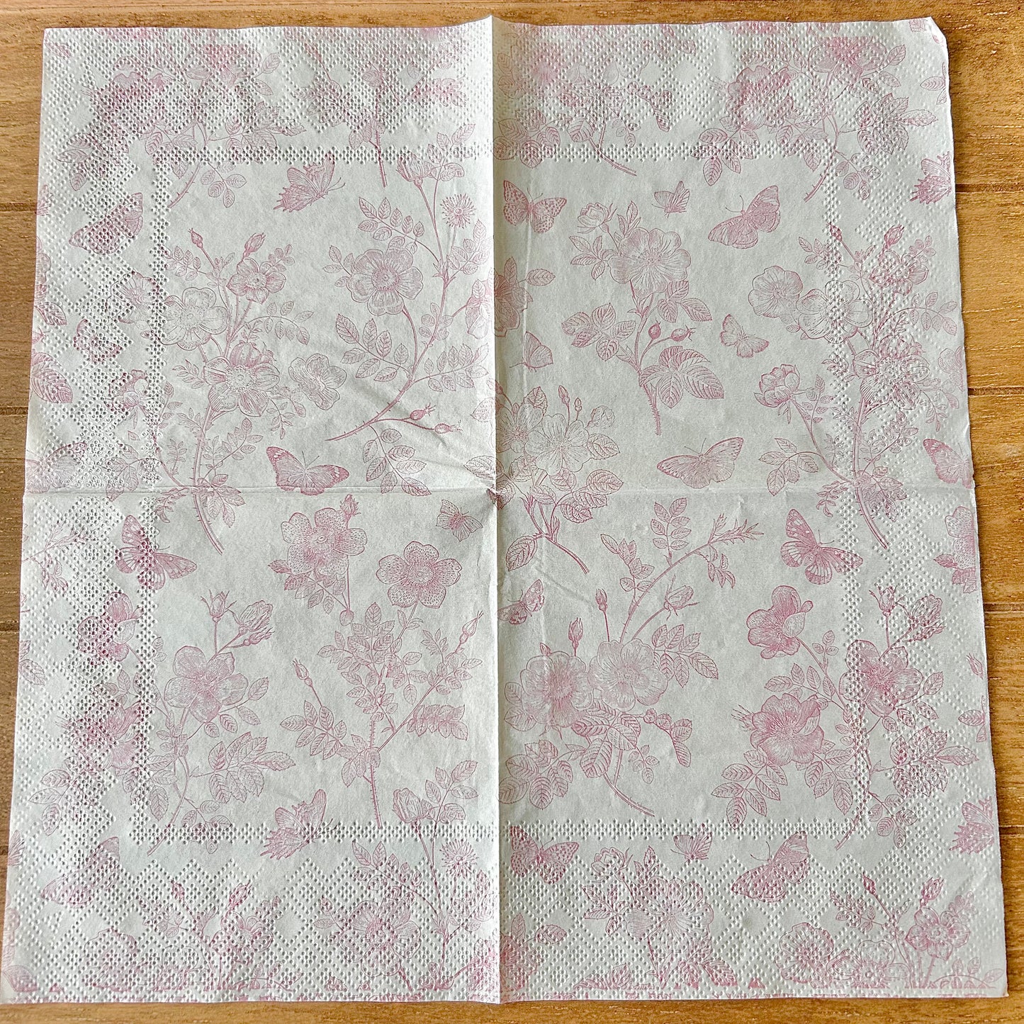 Napkin | Pale Pink Floral Butterfly