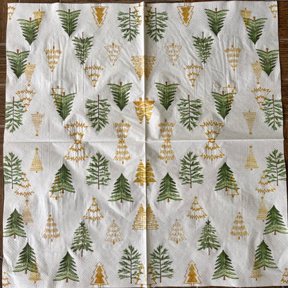 Napkin Bundle | Green & Gold Christmas Trees