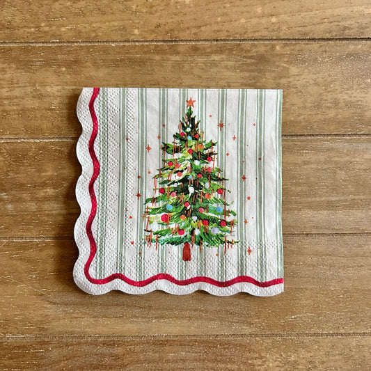 Napkin | Christmas Tree with Striped Background
