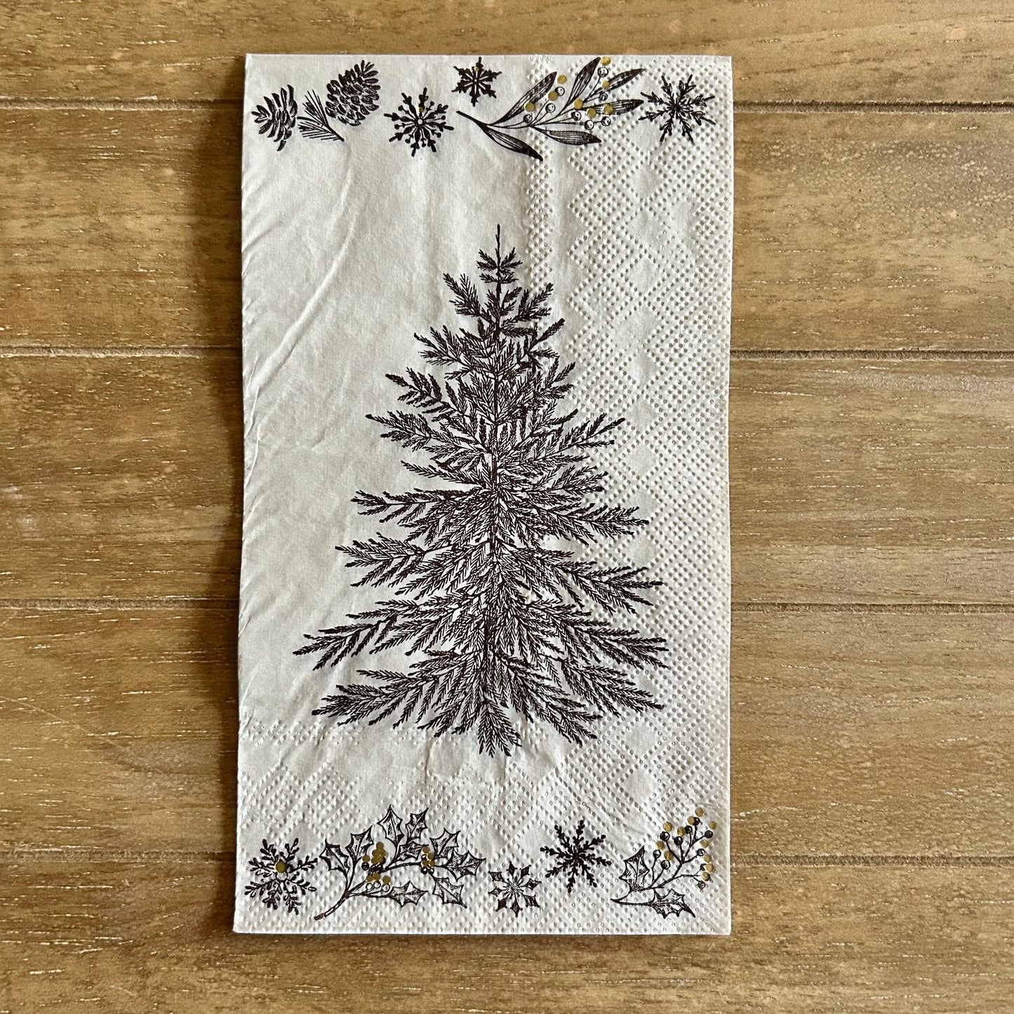 Napkin | Black on Cream Christmas Tree