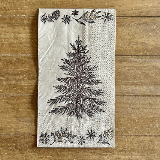 Napkin | Black on Cream Christmas Tree