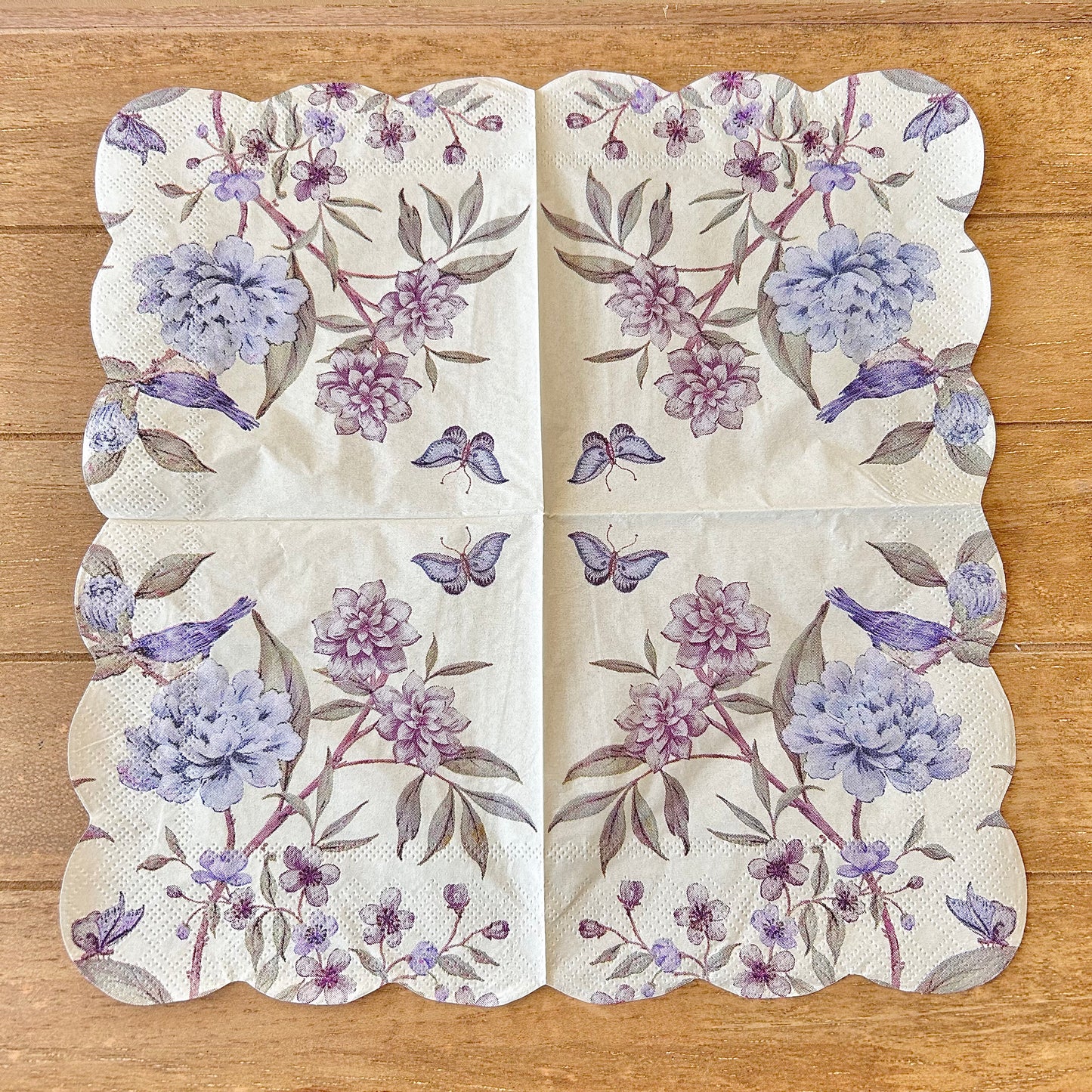 Napkin | Purple Flowers & Birds