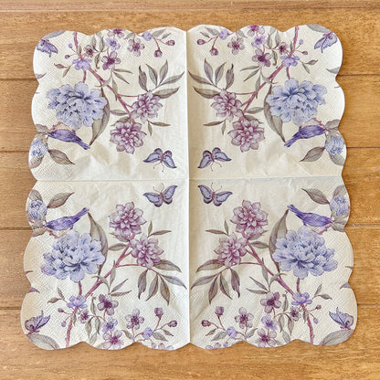 Napkin | Purple Flowers & Birds