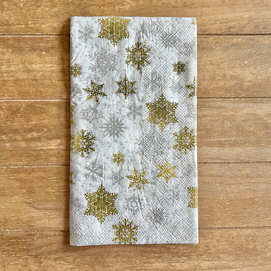 Napkin | Silver and Gold Snowflakes