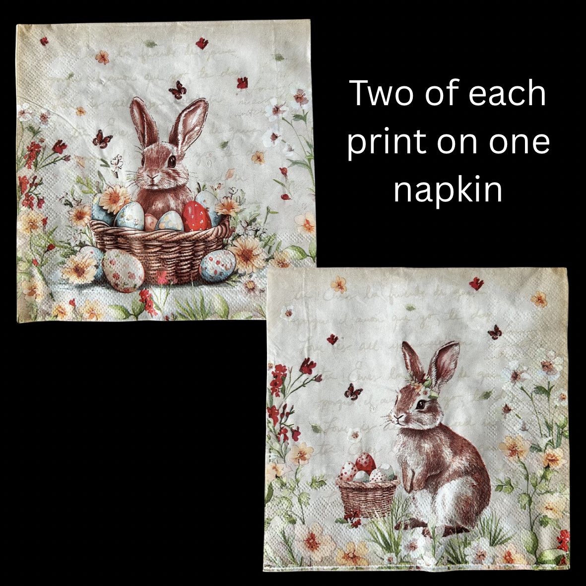 Napkin | Dual Print Bunny with Eggs