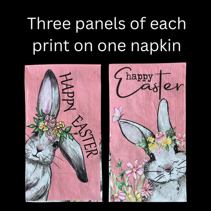 Napkin | Dual Print Happy Easter Bunny on Pink