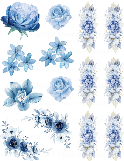 Digital Decoupage Prints | Blue Criss Cross