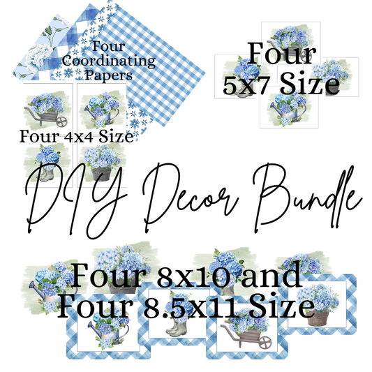Digital DIY Decor Bundle | Blue Hydrangeas
