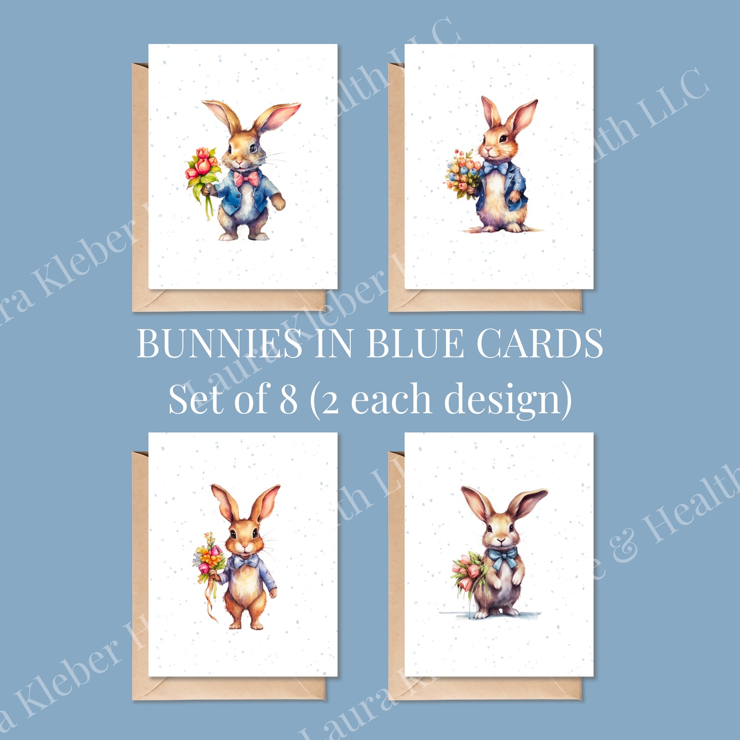 Cards | Bunnies in Blue (8 Pack)