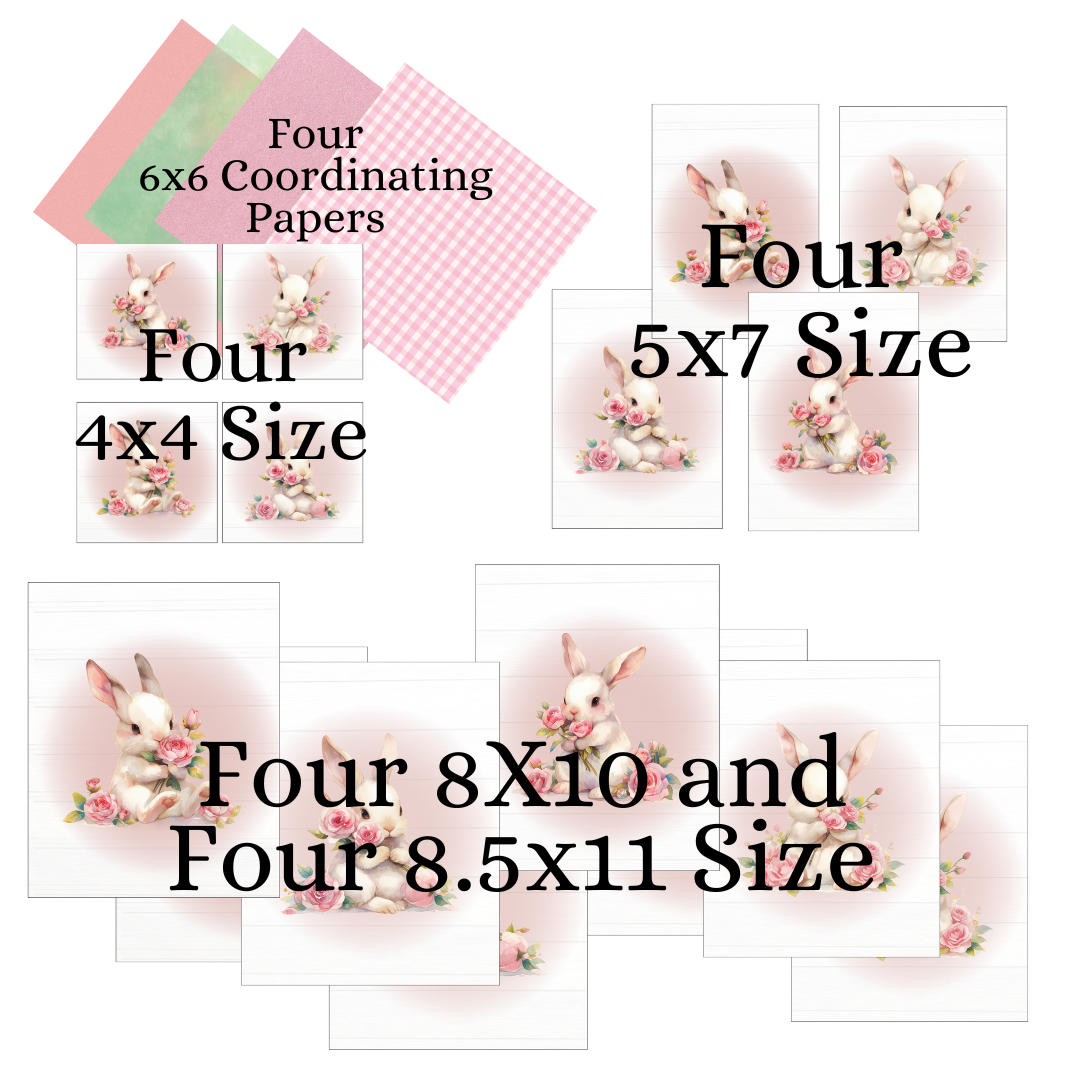 DIY Decor Bundle | Bunnies in Pink & White (Digital Printable)