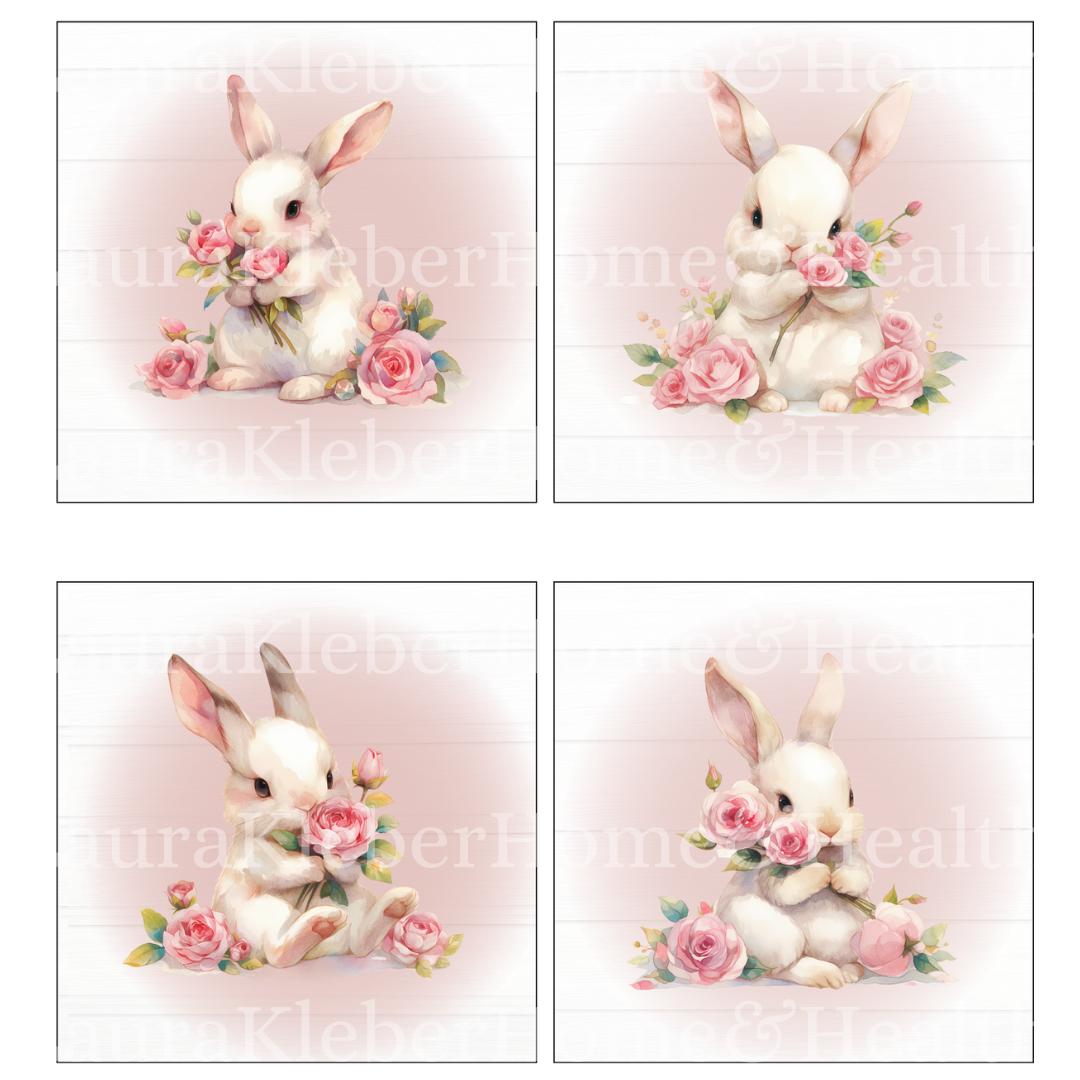 DIY Decor Bundle | Bunnies in Pink & White (Digital Printable)