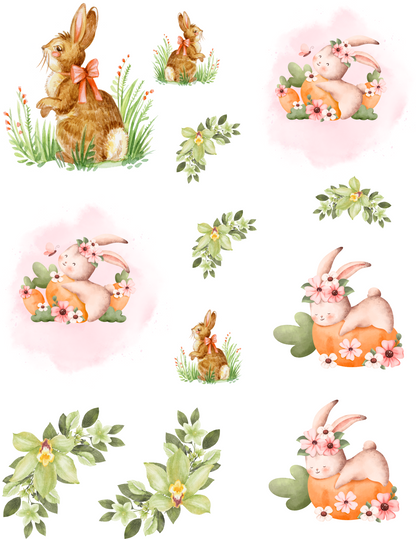 Digital Decoupage Prints | Bunny with Carrots